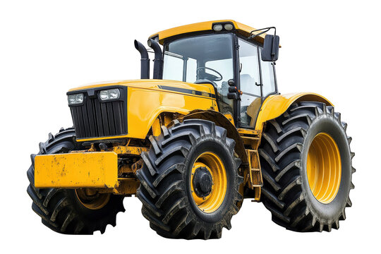 Isolated Yellow Agricultural Tractor with Large Treads