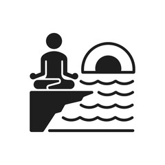 Fototapeta premium Sunrise Ocean Meditation Peace Icon