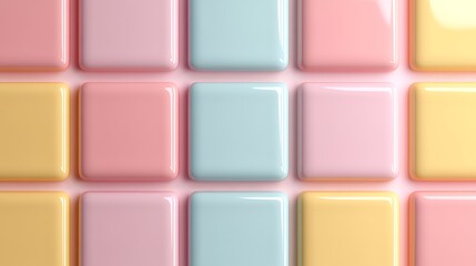 Colorful Glossy Tiles in Soft Pastel Shades Arranged in a Neat Grid Pattern for Modern Interiors