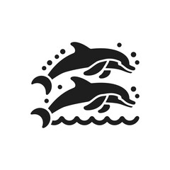 Obraz premium Playful Dolphins Ocean Dance Icon