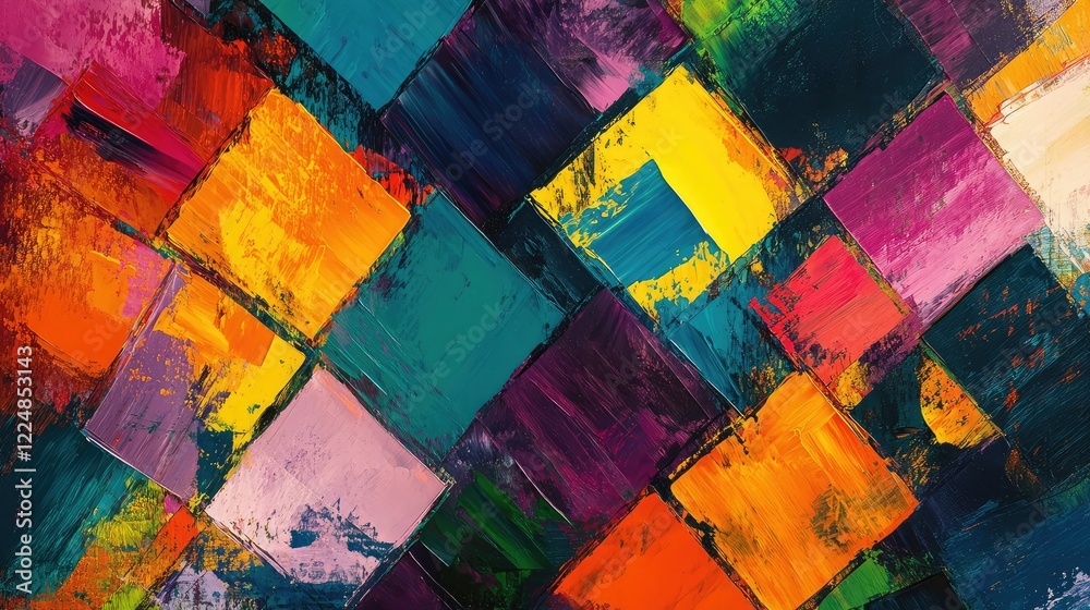 Fototapete a vibrant composition of overlapping colorful squares creating a dynamic abstract background with bo