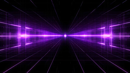 Fototapeta premium Abstract Purple Glowing Grid Tunnel Background Creates a Futuristic Perspective Effect Seamlessly.