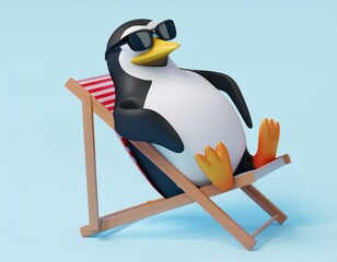 Obraz premium サングラスをかけて夏を楽しむペンギン