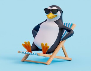 Obraz premium サングラスをかけて夏を楽しむペンギン