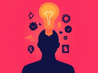 An innovative representation of ideas and creativity, showcasing a light bulb and gears symbolizing inspiration and productivity.
