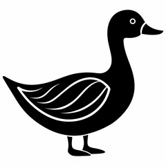 Duck Silhouette isolated on white background Minimalist duck vector illustration