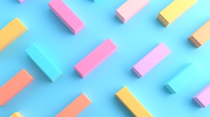 Colorful Rectangles on Soft Blue Surface Creating a Fun and Playful Abstract Background Design