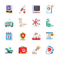 Grab this amazing medical and healthcare icons set in modern style