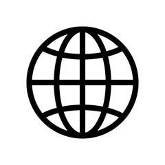 Globe icon. Web sphere shape. World map symbol. Vector Earth graphic.