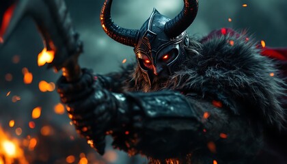 Fierce Viking Warrior in Battle Dramatic Artwork