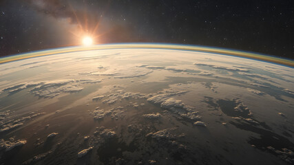 Realistic Planet Earth in outer space.