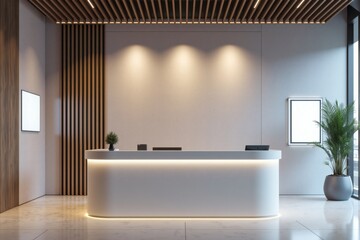 Modern Office Reception Desk  Minimalist Lobby Interior Design