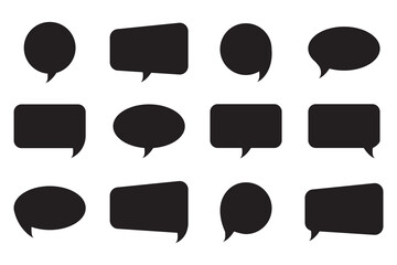 Chat bubble icons. Talk balloon shapes. Minimal speech forms. Vector messaging set.