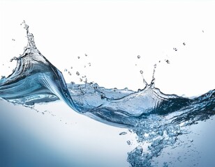 Obraz premium An ultra-realistic depiction of a dynamic water wave splash, captured mid-motion with intricate details of droplets scattering outward, isolated on a pure white background