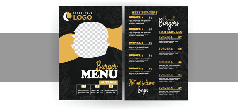 Burger Restaurant Menu Layout