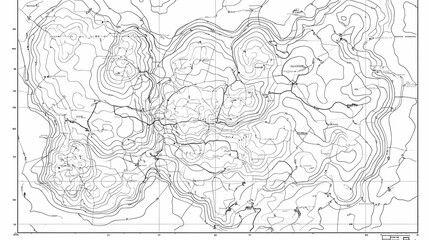 Obraz premium Detailed Topographic Map Shows Contours, Roads, and Landmarks Accurately Depicting Terrain with Grid System.