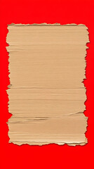 Torn Cardboard Piece on Red Background Creates Visually Striking Contrast for Design Element