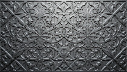 intricate geometric pattern in embossed metal 