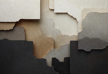 Beautiful Layers of Textured Paper Showcasing Natural Earth Tones and Shapes. Generative AI