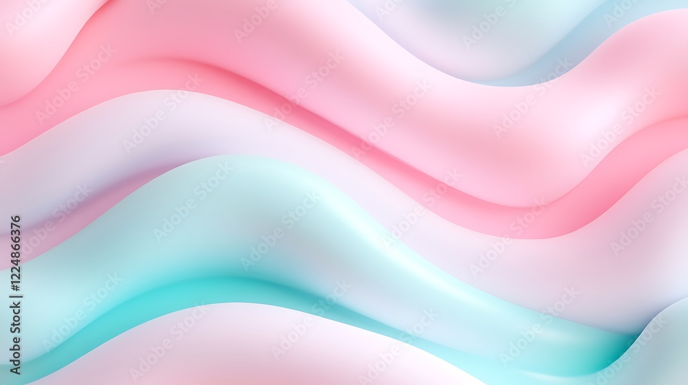 Wall mural soft abstract waves in pink and blue tones with smooth gradient flowing design for creative projects