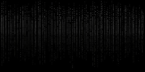 Abstract Digital Rain Background Flows Downward with Data and Code Elements Dynamically.