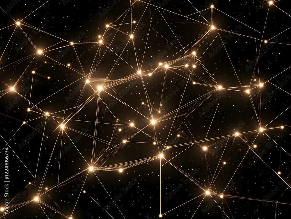 Wall mural abstract background with interconnected glowing nodes and lines, forming a network