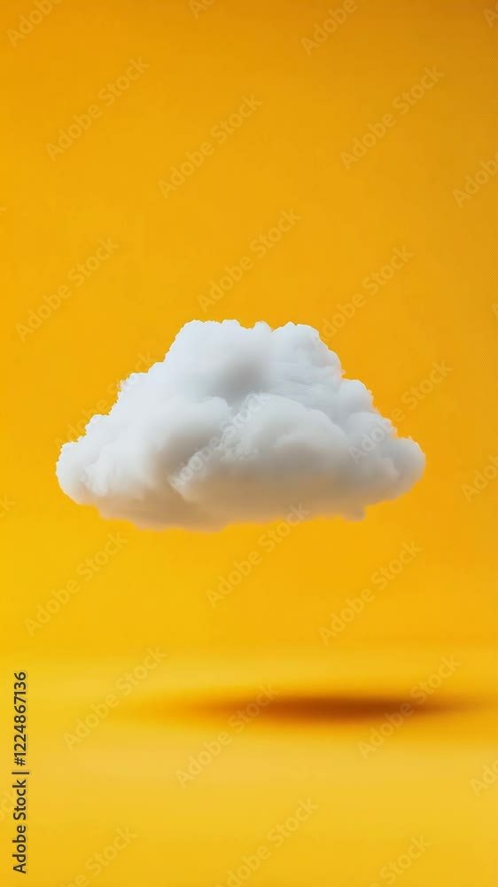 Aufkleber Minimalist composition featuring a levitating white cloud against a vibrant yellow backdrop, creating a surreal and dreamy atmosphere with a focus on simplicity and graphic design