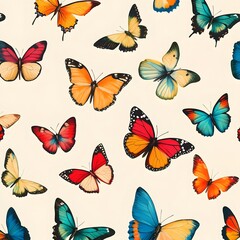 Colorful collection of butterflies on a light background showcasing diversity in nature