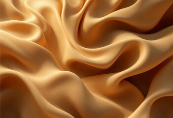 Obraz premium Golden Fabric Undulating Softly Under Warm Light in a Tranquil Setting. Generative AI