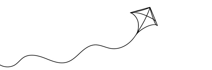 Obraz premium Kite linear background. Hand drawn flying toy. Vector illustration.