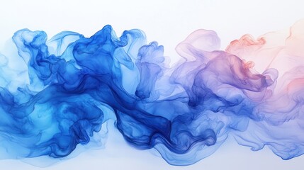 Obraz premium Abstract colorful smoke swirls, blue, pink, and purple hues on white background.
