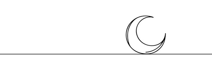 Moon linear background. Hand drawn crescent. Vector illustration.