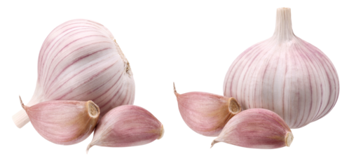 garlic and garlic cloves isolated, transparent PNG, PNG format, cut out