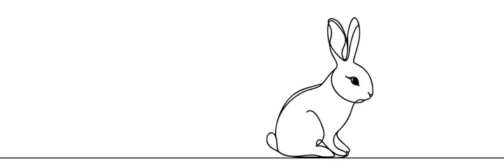 Rabbit linear background. Hand drawn bunny. Vector illustration.