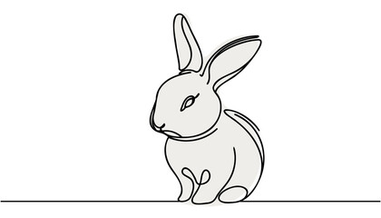 Rabbit linear background. Hand drawn bunny. Vector illustration.