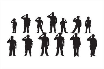 Military Veteran Silhouette Vector Collection
