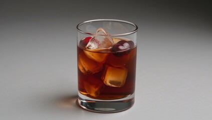 Manhattan cocktail with vermouth whiskey and bitters in a tall glass