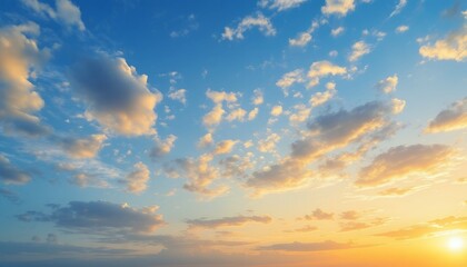 Obraz premium Golden Hour Sky: A Panorama of Clouds at Sunset