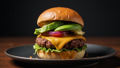 Vegan Black Bean Burger with Savory Toppings Vegan