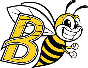Cheerful Bee Mascot with the Letter 