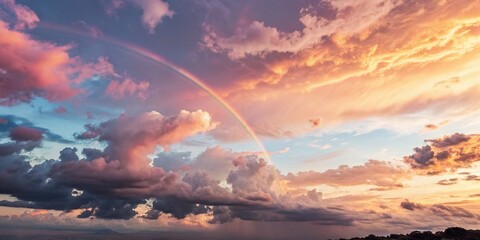 Fototapeta premium Pastel Sunrise Sunset Sky Double Exposure Stock Photo - Dreamy Colorful Cloudscape