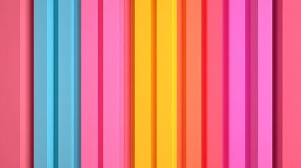 Fototapeta premium Vibrant Vertical Stripes of Colorful Panels in Pink, Blue, Yellow, and Orange Creating a Playful Background Design