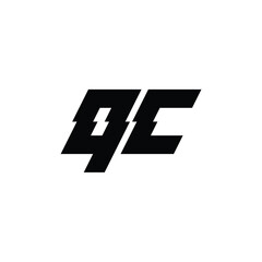 QC monogram logo design letter text name symbol monochrome logotype alphabet character simple logo