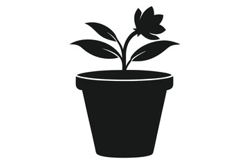 Elegant black silhouette vector illustration of a flower tub, perfect for microstock platforms.