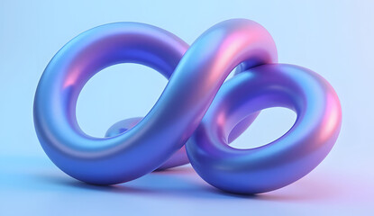 Abstract blue and purple colored rings, 3d render
