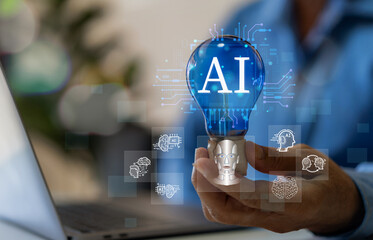 Ai technology concept with artificial intelligence chatbot and generative smart system, robotic,...