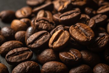 Obraz premium Premium Coffee Beans, Dark Roast, Isolated, High-Res PNG, Low Light Photography