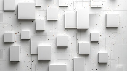 Abstract White Cubes 3D Render: Geometric Shapes, Minimalist Design, Modern Art