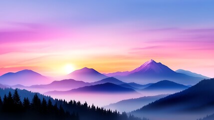 Fototapeta premium Majestic Sunrise Over Misty Mountain Range