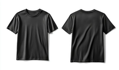 Black T-Shirt Mockup Front and Back Views for Design Presentation, High-Quality Apparel Template for Branding and Fashion, Blank Shirt Model for Custom Graphics, Clothing Design Showcase